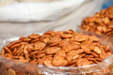Heart shaped sugar biscuits for sale in market