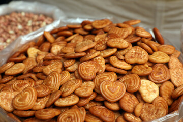 Heart shaped sugar biscuits for sale in market
