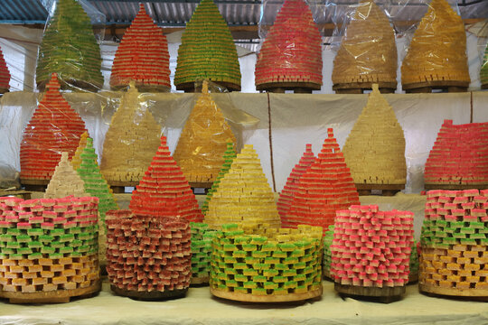 Indian sweet  snacks colorful coconut burfi
