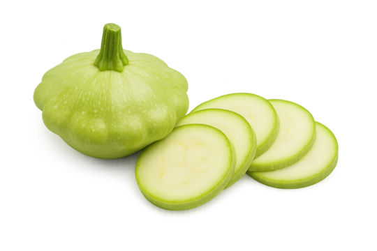 Light green pattypan squash with sliced rounds