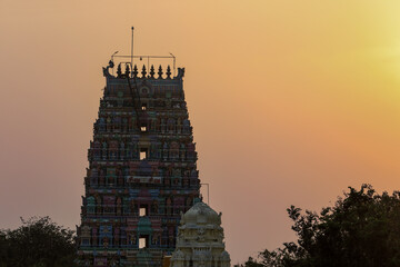 Golden Hour over the hindu temple gopuram
