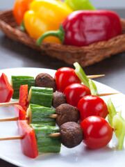 a mixed vegetable souvlaki