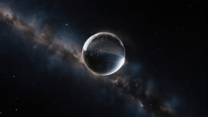 Fototapeta premium Mysterious Dark Planet Reflecting Stars in the Milky Way Galaxy.