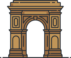 Historic Triumphal Arch Landmark Vector Illustration