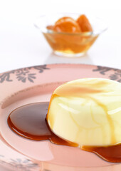 cream dessert with caramel sauce