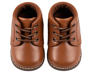 Soft Infant Shoes with White Laces, Transparent Background.