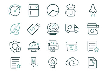 Food tech & freshness icons – smart packaging, delivery, nutrition