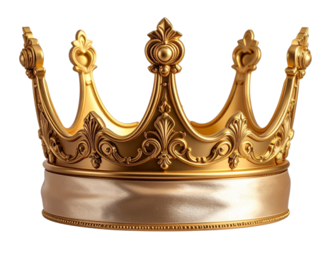  Royal Decor Element with Beige Ribbon, Transparent Background.