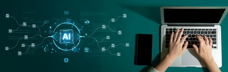 An AI-powered system for automating data workflows. The central intelligence processes and distributes information, managing complex data pipelines as shown by the surrounding code. Fermion