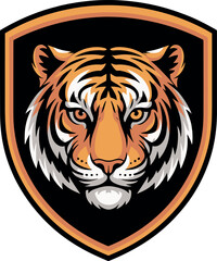 Tiger Mascot Logo Vector in Bold Shield Emblem Style