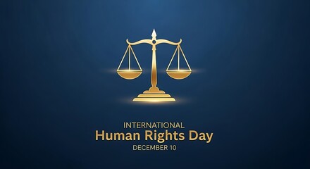 Golden Scales of Justice - International Human Rights Day Illustration