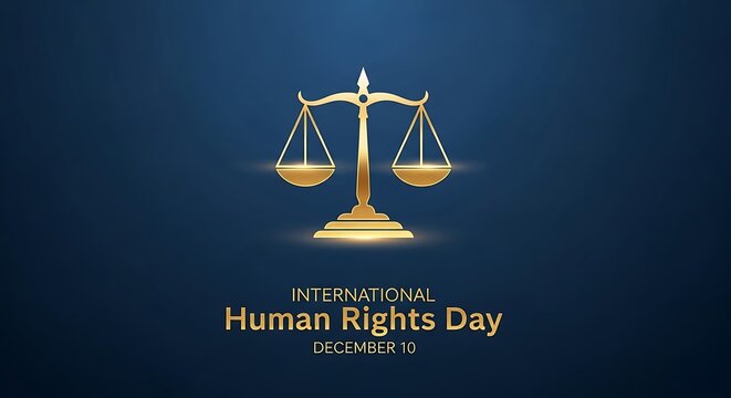 Golden Scales of Justice - International Human Rights Day Illustration