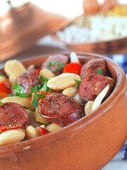 greek plate with sausage and beans