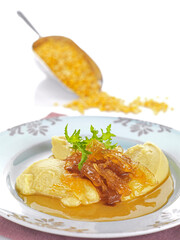 modern fava plate with onion chutney