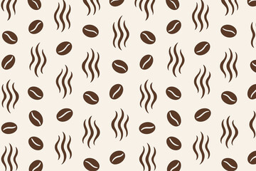 Obraz premium Seamless pattern with coffee beans and steam icons