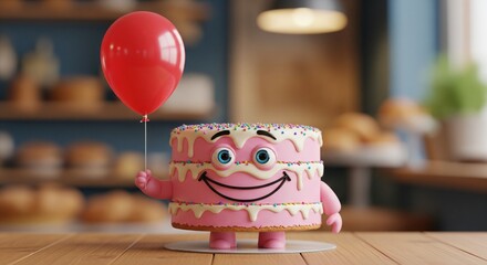 Smiling Cake Character for Kids Party Design