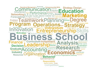 Business School Word Cloud. Core Concepts in Management, Finance, and Strategic Learning