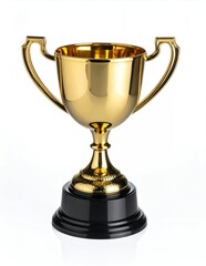 Fototapeta premium Shiny Golden Trophy with Black Base on White Background.