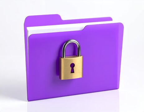 Secure Purple Folder with Golden Padlock Representing Data Protection and Confidentiality. - Powered by Adobe