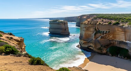 Scenic view of the twelve apostles rock formation in australia