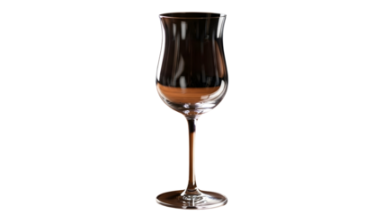 Elegant grappa glass with amber liquid on black background