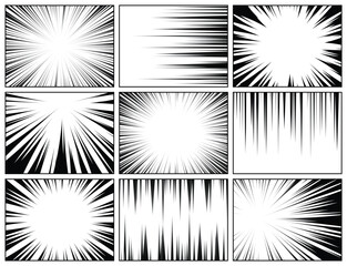 A pack of essential comic visual effects, including diverse patterns of radiating and linear speed lines, providing dramatic tension and movement © Neko funny