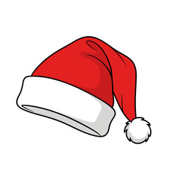 Detailed Red Santa Claus Hat with Fluffy Pom Pom