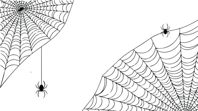 spider and web Set of web silhouettes. Spider web collection for halloween. Black and white illustration of elements spider web
