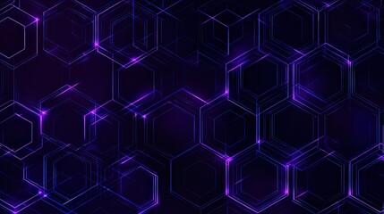Abstract Hexagonal Pattern With Neon Blue And Purple Colors In Digital Illustration