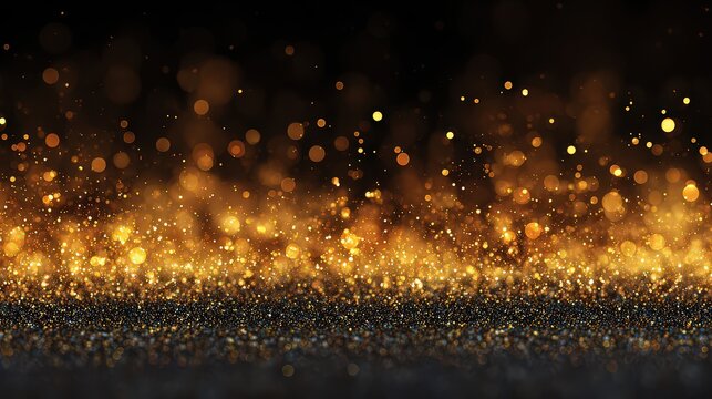 Abstract Digital Rendering Of Sparkling Particles Against A Dark Background With Blurred Bokeh Effects