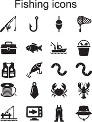 Fishing Vector Icon Sheet – Angling Equipment Icons