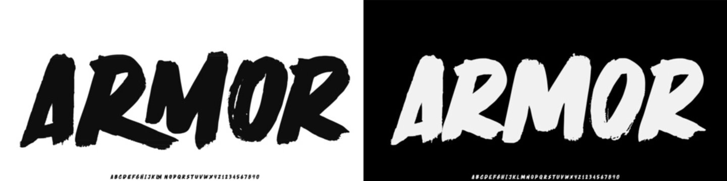 Bold brush vector font. Alphabet handmade brush with uppercase and lowercase.