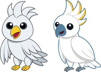cute cockatoo cartoon, tropical bird vector, parrot illustration art, white exotic bird clipart, adorable wildlife design, exotic pet svg, jungle bird drawing, funny parrot artwork, animal lover carto