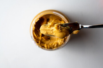Peanut butter jar top view