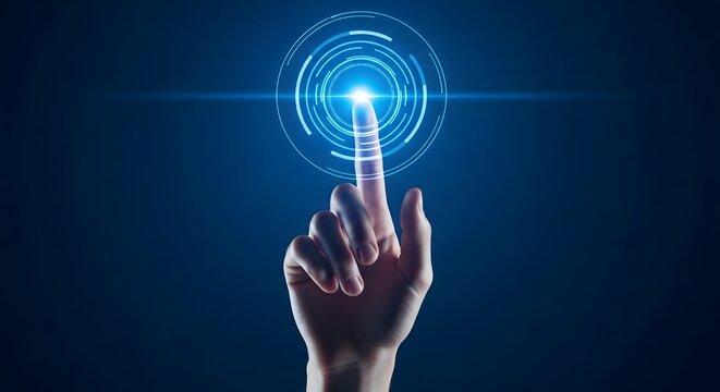 Fingerprint scan with futuristic technology interface digital security concept - Powered by Adobe