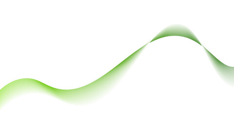 Abstract background, wavy abstract green lines in wave shape, Futuristic tech background with Curved wavy line. Vector illustration of soft dynamic swoosh, green wave flowing on white background. 