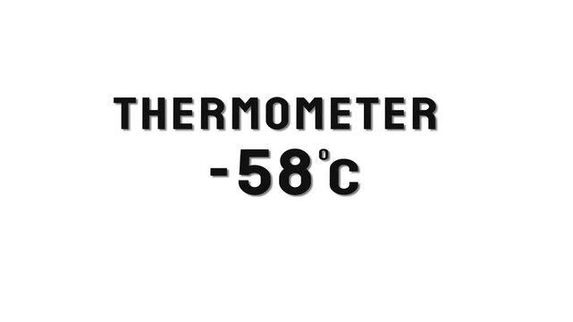  -58 Degree Celsius. Thermometer temperature counting animation.