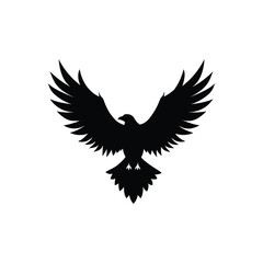 Obraz premium Eagle or Hawk with Spread Wings Silhouette Vector Logo