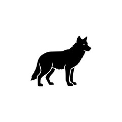 Silhouette of a Proud Wolf Majestic Wildlife in Black and White Icon