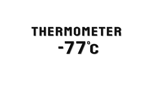  77 Degree Celsius. Thermometer temperature counting animation.