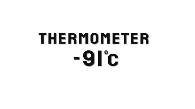  -91 Degree Celsius. Thermometer temperature counting animation.