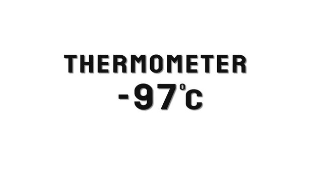  -97 Degree Celsius. Thermometer temperature counting animation.