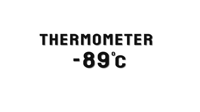  -89 Degree Celsius. Thermometer temperature counting animation.