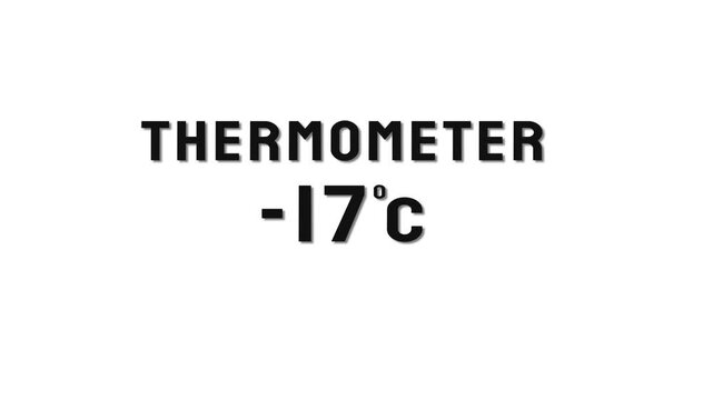 -17 Degree Celsius. Thermometer temperature counting animation.
