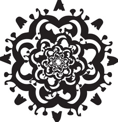 Black Stylized Heart Petal Radial Design Vector