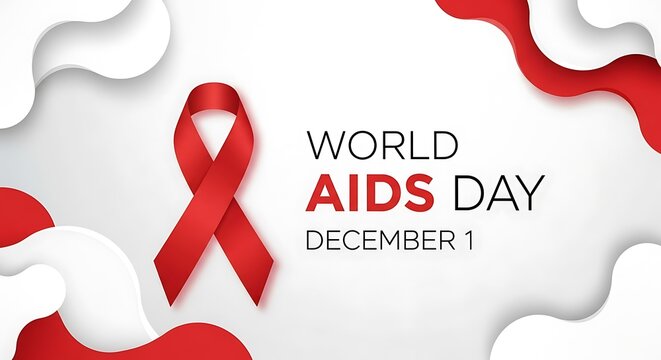 Commemorating World AIDS Day, December 1st, with a symbolic red ribbon design, representing global awareness, solidarity, and the collective commitment to health and prevention