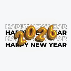 A happy new year celebration concept with a 3D illustration of 2026