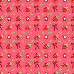 Seamless pattern with strawberry 