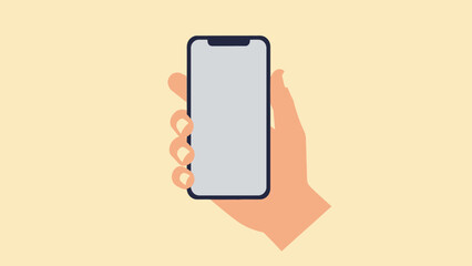 Hand Holding Modern Smartphone Mockup Template with Blank Screen