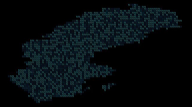 Sweden Binary code map animation, Digital data visualization, alpha layer